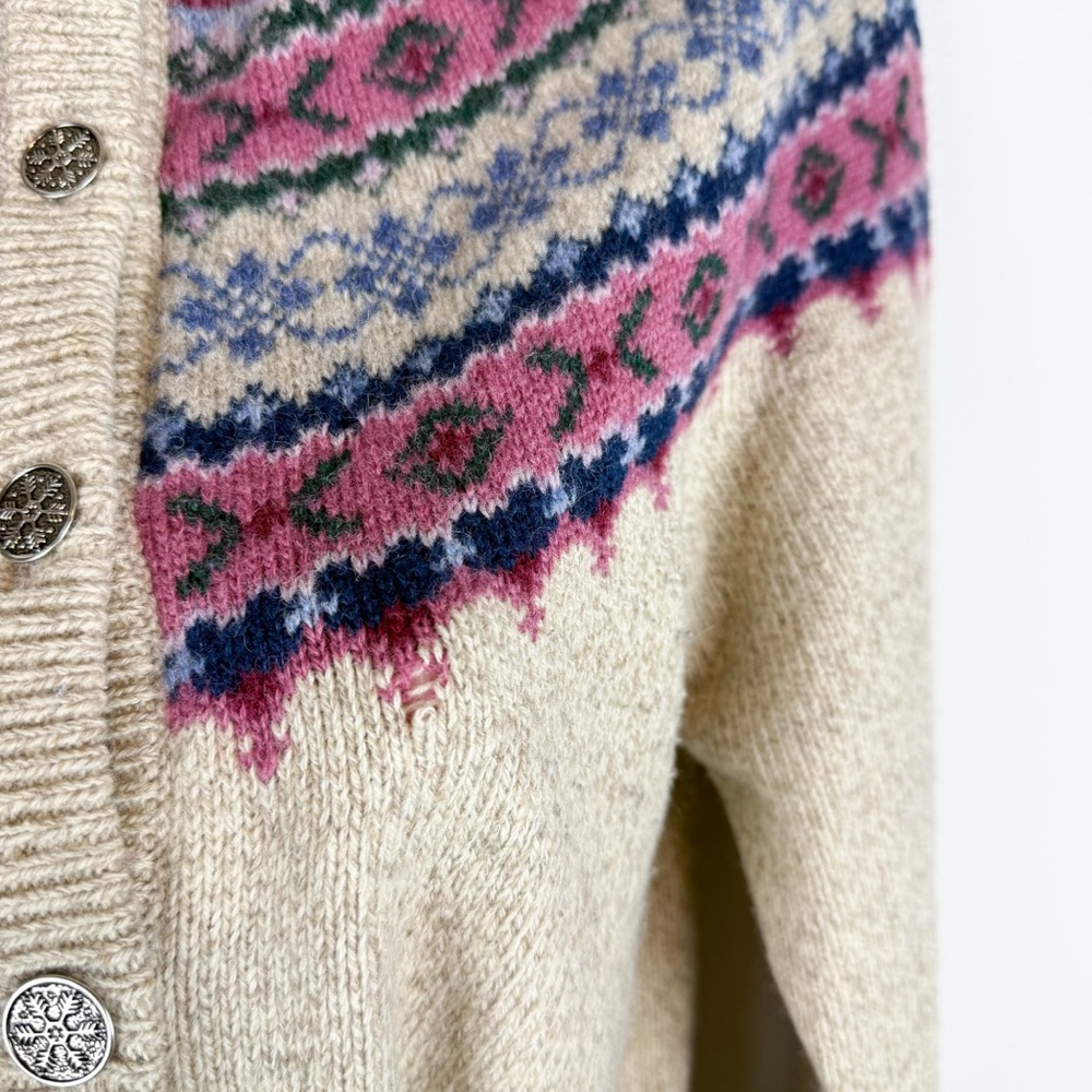 (2) Bundle Vintage Eddie Bauer Wool Fair Isle Cardigan Sweater Size Medium - Picture 12 of 15